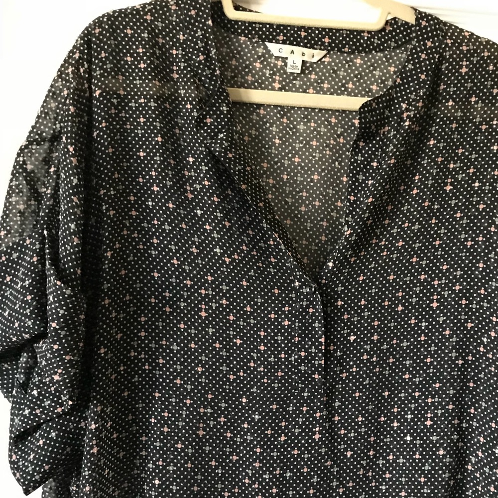 Semi sheer black/ multi colored top
